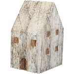 Haus LaMer, natur/blau, Holz, 9x7x12,5 cm
