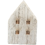 Haus LaMer, natur/blau, Holz, 9x7x12,5 cm