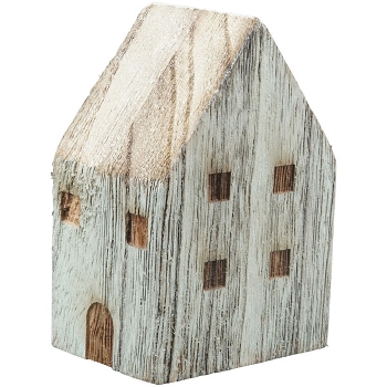 Haus LaMer, natur/blau, Holz, 9x7x12,5 cm