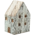 Haus LaMer, natur/blau, Holz, 9x7x12,5 cm