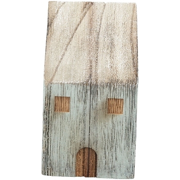 Haus LaMer, natur/blau, Holz, 9x7x12,5 cm