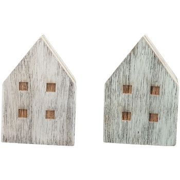 Haus LaMer, natur/blau, Holz, 9x7x12,5 cm