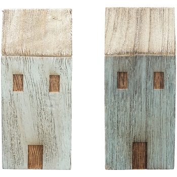 Haus LaMer, natur/blau, Holz, 5,5x4,5x13 cm