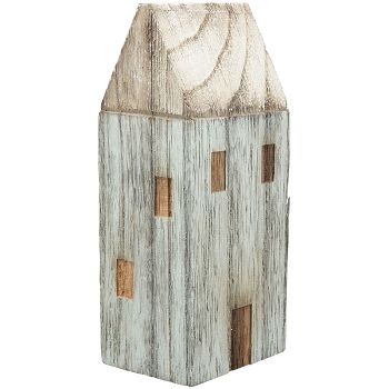 Haus LaMer, natur/blau, Holz, 8x6x18 cm