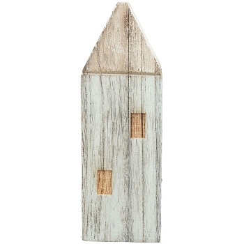 Haus LaMer, natur/blau, Holz, 8x6x18 cm