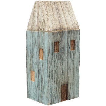 Haus LaMer, natur/blau, Holz, 8x6x18 cm
