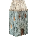 Haus LaMer, natur/blau, Holz, 8x6x18 cm