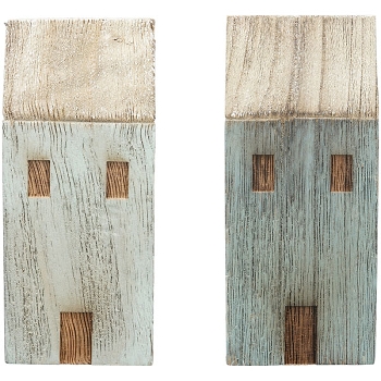 Haus LaMer, natur/blau, Holz, 8x6x18 cm