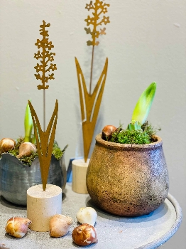 Blume Tôle, Metall/Holz, 5,8x5,8x34 cm