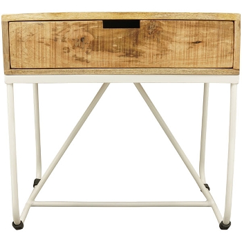 Tisch Puri, natur/weiß, Holz/Metall, 58x47x57 cm