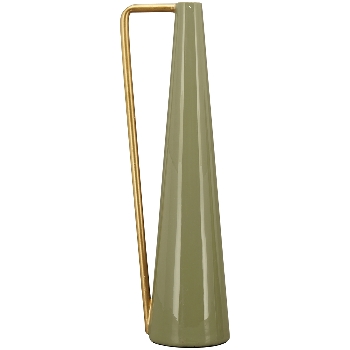 Vase EnameL, oliv, Metall, 9x9x38 cm