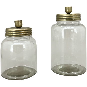 KerzenHalter Doré, gold, Glas/Metall, 12,5x8x22,5 cm