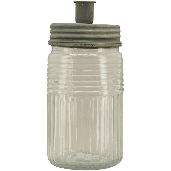 KerzenHalter Junker, zink, Metall/Glas, 8x9x17 cm