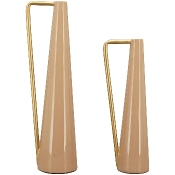 Vase EnameL, rosa, Metall, 9x7,5x30 cm