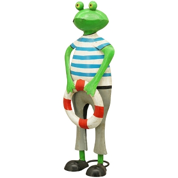 Frosch RettungsSchwimmer Kanu, Metall, 16x13x48 cm
