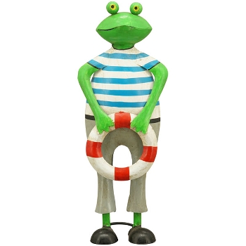 Frosch RettungsSchwimmer Kanu, Metall, 16x13x48 cm