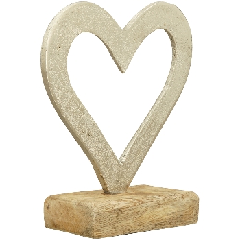 Herz Puri, Alu/Holz, 15x5x17 cm