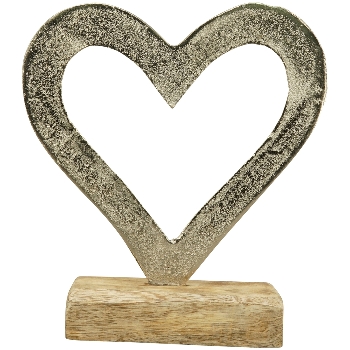 Herz Puri, Alu/Holz, 15x5x17 cm