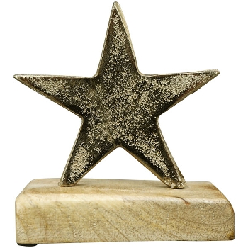 Stern Aurum, gold, Alu/Holz, 10x5x10 cm