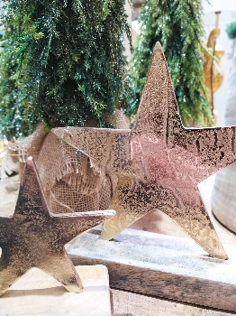 Stern Aurum, gold, Alu/Holz, 29x5x29 cm