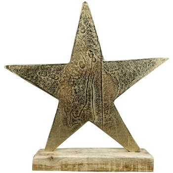 Stern Aurum, gold, Alu/Holz, 34x5x34 cm