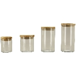 Bonboniere Verrerie, klar/natur, Glas/Holz, 8,5x8,5x11 cm