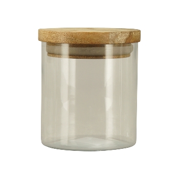 VorratsDose Verrerie, klar/natur, Glas/Holz, 10,5x10,5x12 cm