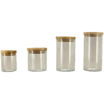 VorratsDose Verrerie, klar/klar, Glas/Holz, 10,5x10,5x20 cm