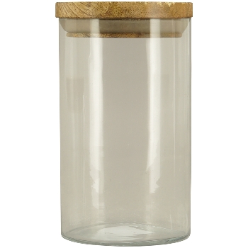 VorratsDose Verrerie, klar/klar, Glas/Holz, 10,5x10,5x20 cm