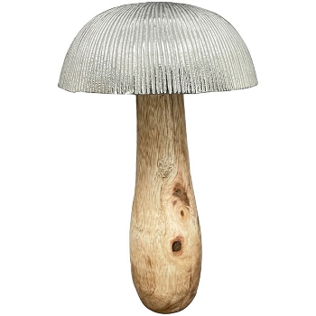 Pilz Puri, silber, Holz/Alu, 7x7x12 cm