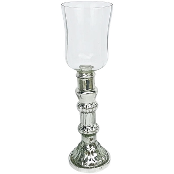 Kerzenhalter Vitreous, silber, Glas, 9x9x31,5 cm