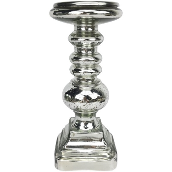 Kerzenhalter Vitreous, silber, Glas, 13x13x31,5 cm