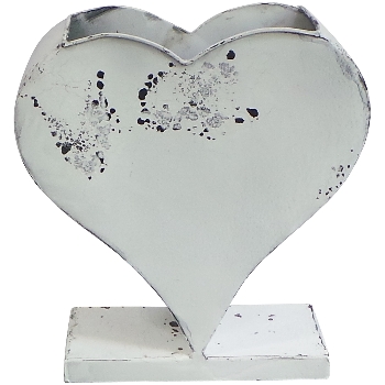 HerzVase ClairBlanc, weiß, Metall, 20x9x23 cm
