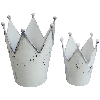 Krone ClairBlanc, weiß, Metall, 10,5x10,5x13 cm