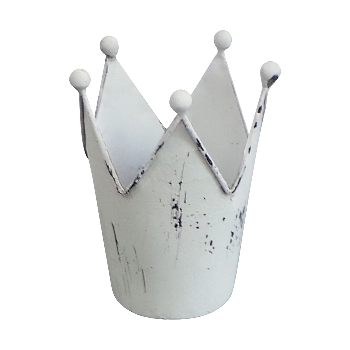 Krone ClairBlanc, weiß, Metall, 10,5x10,5x13 cm