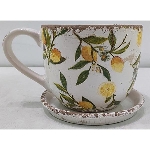 PflanzTasse mit Teller Mush, Keramik, 21,5x15,5x12,5 cm