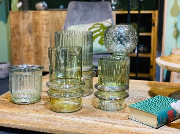 Vase VERT, grün, Glas, 12x12x17,5 cm