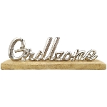 Grillzone Puri, gold, Alu/Holz, 33x5,2x10 cm