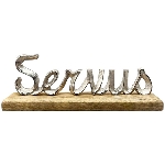 Servus Puri, silber, Alu/Holz, 30x5x11 cm