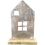 Haus Puri, silber, Alu/Holz, 22x15x5 cm