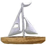 Segelboot Puri, silber, Alu/Holz, 24x25x7 cm