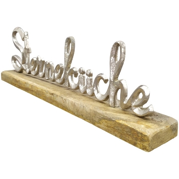 SchriftZug SterneKüche Puri, silber, Alu/Holz, 40x5x12 cm