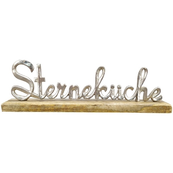 SchriftZug SterneKüche Puri, silber, Alu/Holz, 40x5x12 cm