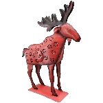 Elch Kanu, rot, Metall, 20x21x50 cm
