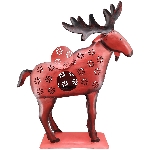 Elch Kanu, rot, Metall, 20x21x50 cm
