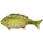 Fisch Kanu, türkis/gelb/pink, Metall, 18x3x7 cm