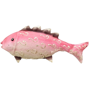 Fisch Kanu, türkis/gelb/pink, Metall, 18x3x7 cm