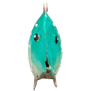 Fisch Kanu, türkis/gelb/pink, Metall, 18x3x7 cm