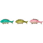 Fisch Kanu, türkis/gelb/pink, Metall, 18x3x7 cm