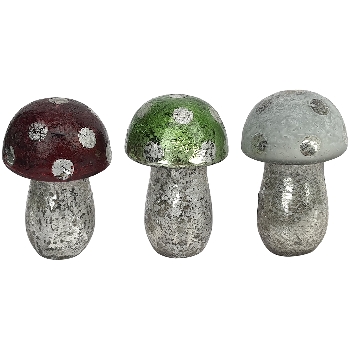 Pilz Vitreous, rot/grün/weiß, Glas, 5x5x8 cm